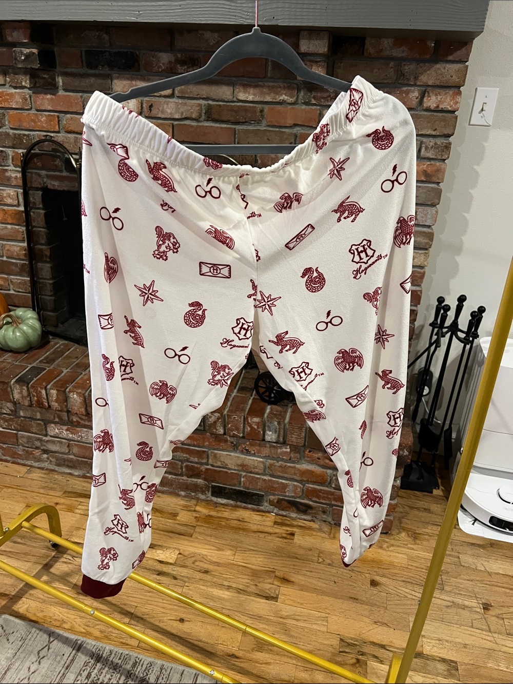 White and Maroon Printed Pajama Pants